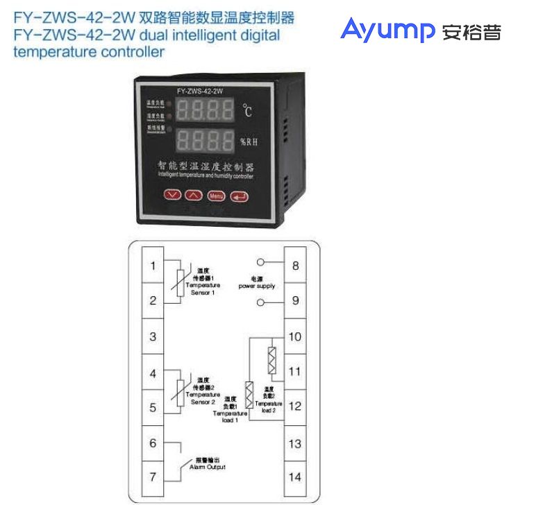 FY-ZWS-42-2W雙路智能數顯溫度控制器