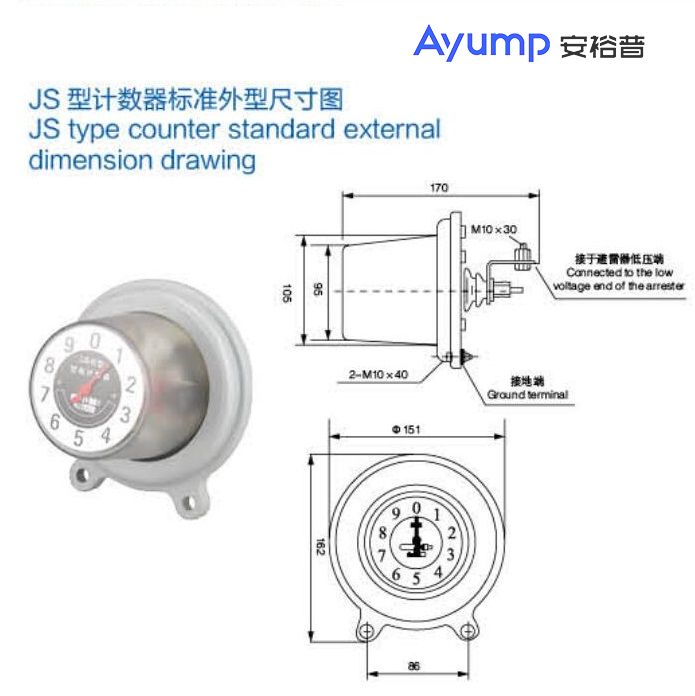 JS型計數器標準外型尺寸圖